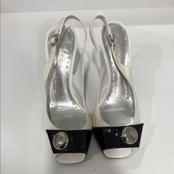 BCBGirls Shoes - BCBGirls White and Black Slingback Heels